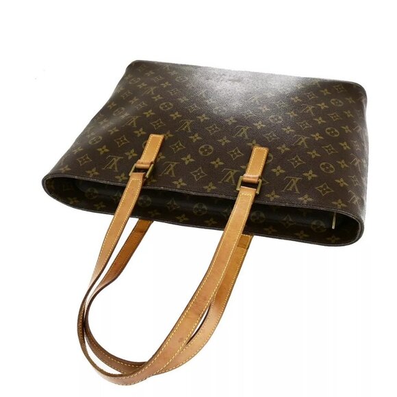 LOUIS VUITTON Logo Luco Shoulder Tote Bag Monogram Leather Brown - Picture 10 of 16